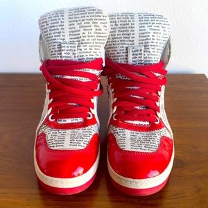 John Galliano Designer Vintage Canvas Leather High Top Sneakers